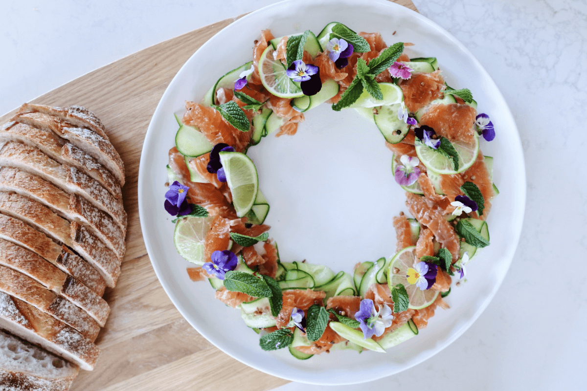 Gin-cured salmon with cucumber and lime | Majella Wines